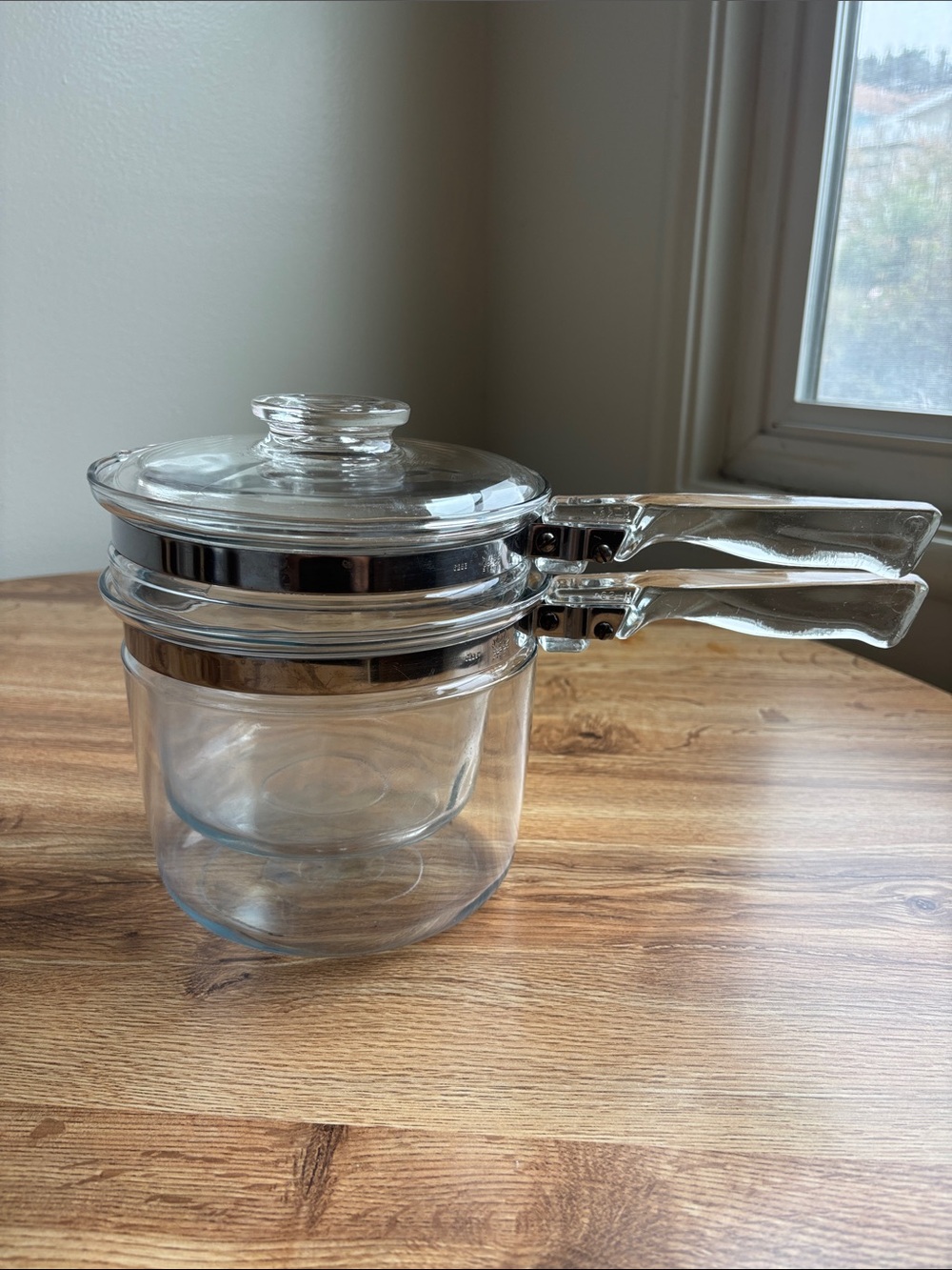 PYREX 6283 Flameware Inner Pot Glass Double Boiler W/ Lid 1.5 Quart